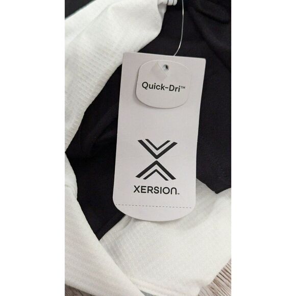 Xersion Womens L Black White Activewear Top Quick-Dri 1/4 Zip Short Sleeve New - Picture 9 of 11